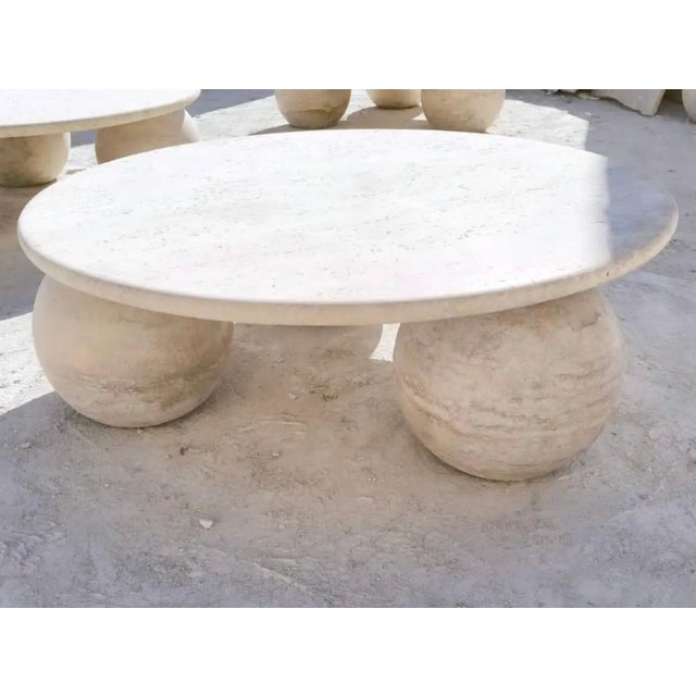 Not Yet Made - Made To Order Travertine Sphere Ball Leg Coffee Table by My Habitat Design For Sale - Image 5 of 8