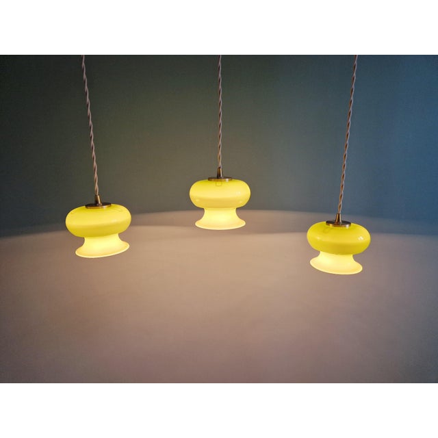 Vintage Pendant Lights in Green Opaline Glass, 1960s, Set of 3 For Sale - Image 10 of 16