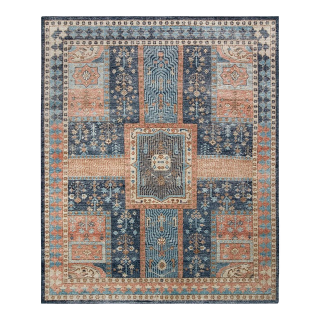 Rug & Kilim’s Oversized Boulevard Rug in Blue and Rust , 12x16 For Sale