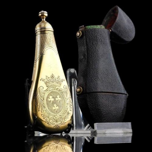 Exquisite silver-gilt scent/perfume flask made c.1690, of continental European origin. The bottle exudes opulence,...