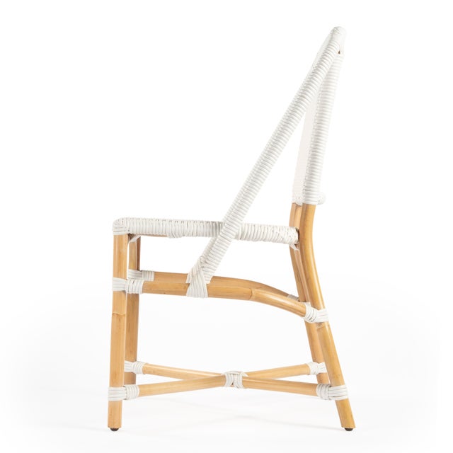 Wood Tenor 18.5 in. Seat Height Rattan Side Dining Chair with Back, Smooth White For Sale - Image 7 of 11