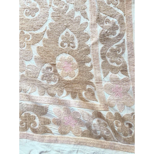 Mid-Century Modern Vintage Suzani Tablecloth From Bukhara, 4'4'' X 5' For Sale - Image 3 of 9