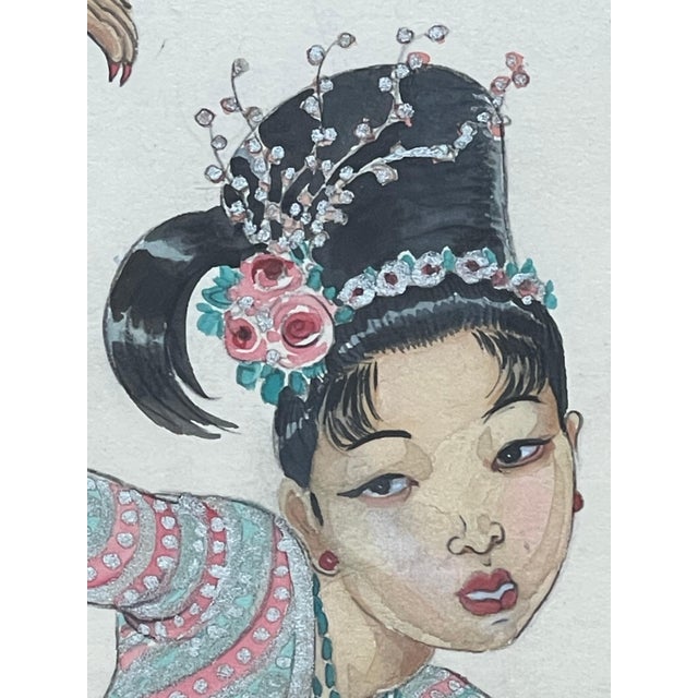 1920s Léa Lafugie, Burmese Dancer, 1920s, Gouache on Paper For Sale - Image 5 of 11