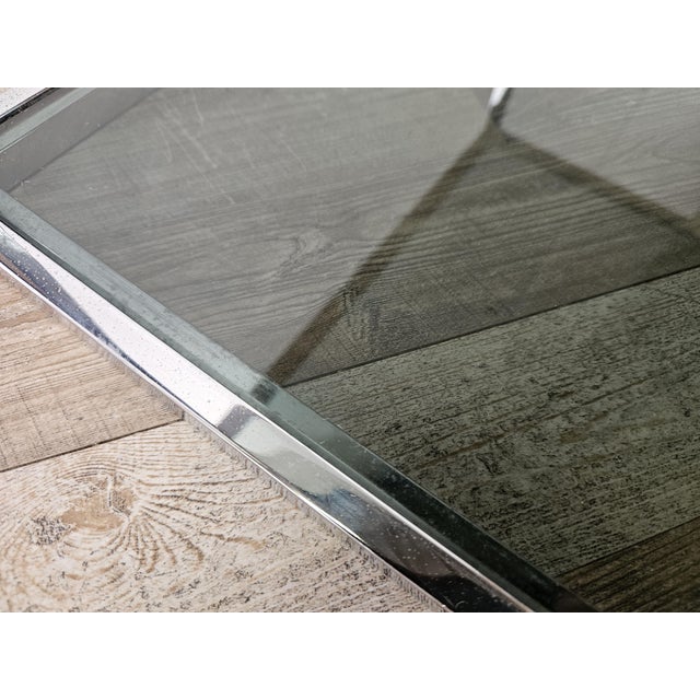 Steel Coffee Table with Two Smoked Glass Shelves, 1970 For Sale - Image 11 of 13