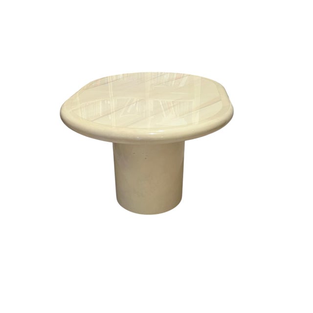 Late 20th Century Vintage Springer Style Postmodern Cream Lacquer Dining Table With Two 18" Leaves For Sale - Image 5 of 13