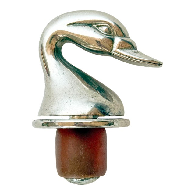 Vintage Silver Duck Wine Bottle Stopper For Sale
