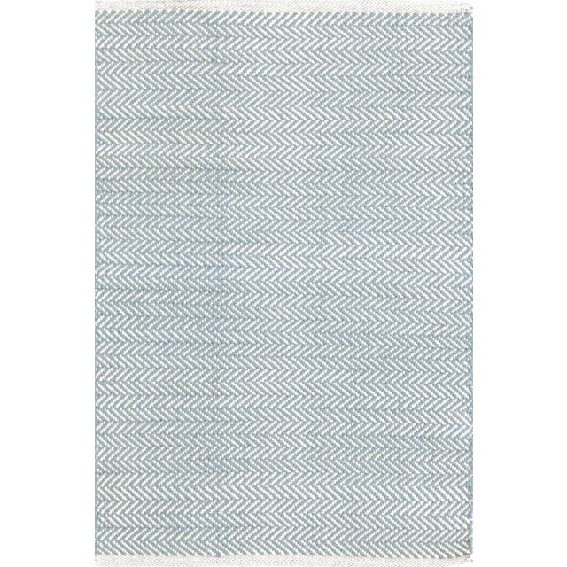 Dash & Albert by Annie Selke Herringbone Swedish Blue Woven Cotton Rug, 8' 6" x 11' 6" For Sale In Boston - Image 6 of 6