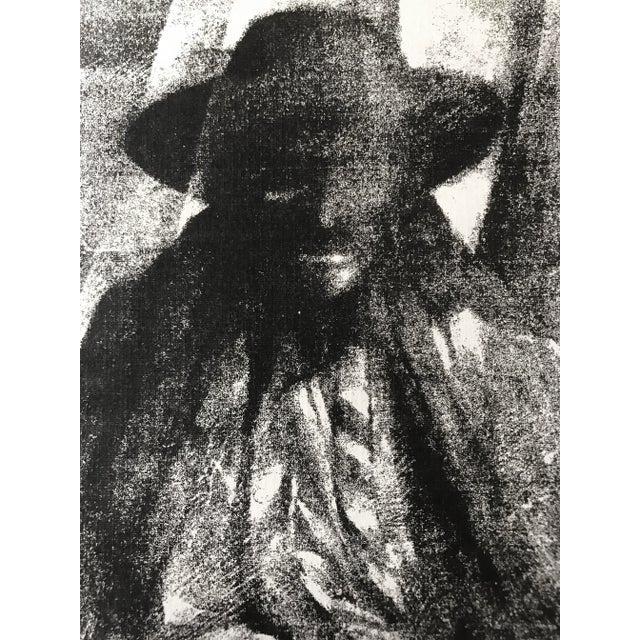 Vintage Lithograph of a Seated Man For Sale - Image 4 of 6