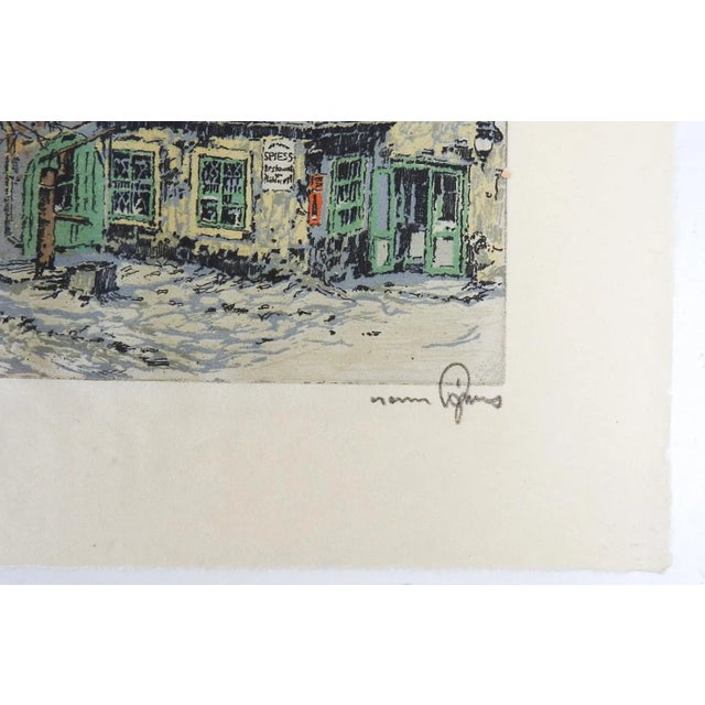 Early 20th century colored etching on thin paper of Schubert's home in Vienna Austria by Hans Figura (1878-1949) Austria....