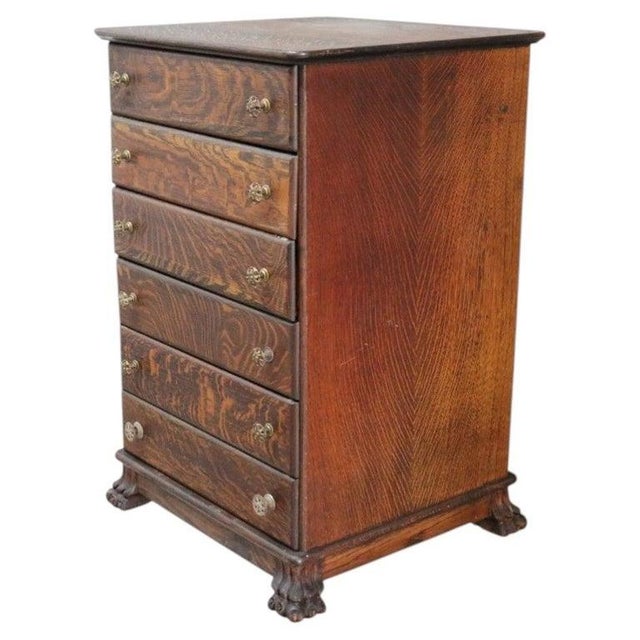 American Edison Quarter Sawn Oak 6 Drawer Cylinder Cabinet & 43 Cylinders C1890, Attributed For Sale - Image 3 of 15