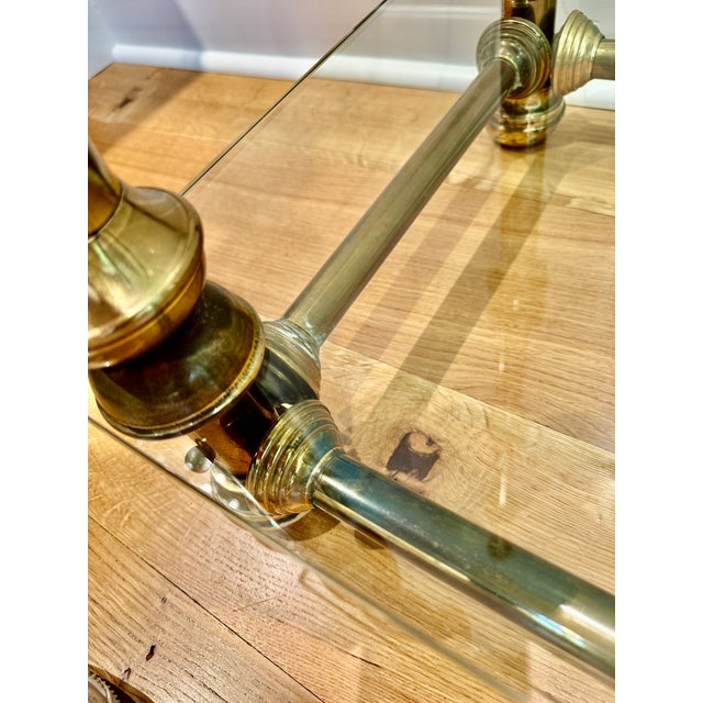 Mid-Century Brass Glass Étagère Bookcase Display For Sale - Image 14 of 17