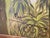 This atmospheric light up oil painting depicts a verdant courtyard with a central fountain, scrolling faux wrought...