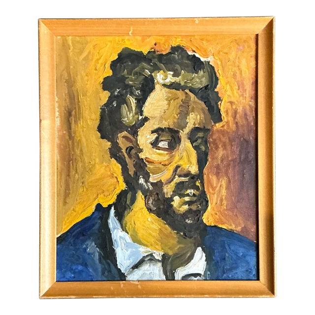 Vintage Original Oil Portrait on Canvas For Sale