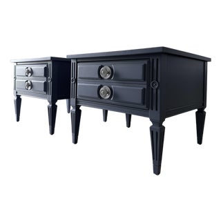 Vintage American of Martinsville MCM Blue Nightstands / End Tables Pair – Professionally Refinished For Sale