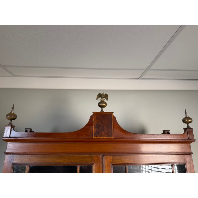 Federal Flame Mahogany Secretary Bookcase With Eagle Finial, C. 1810–1825 For Sale - Image 4 of 11