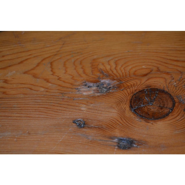 Vintage Large Oval Rustic Pine Wood Drop Leaf Dining Table W/ Shapely Feet For Sale - Image 12 of 18