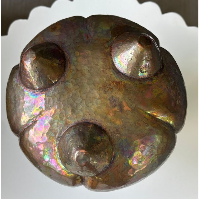 Mid 20th Century Mid-20th Century Mexican Hammered Copper Gourd Vessel / Vase For Sale - Image 5 of 18
