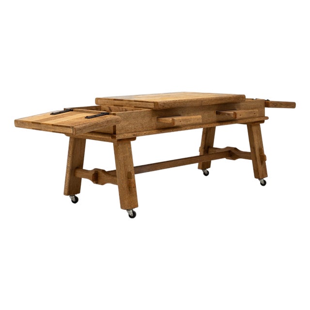 Mid 20th Century French Oak Bar Table With Hidden Storage For Sale