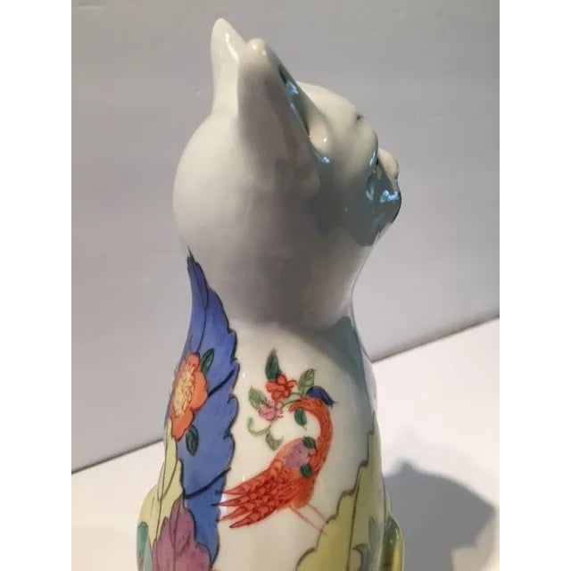 Chinoiserie Mid 20th Century Chinese Tobacco Leaf Porcelain Cat For Sale - Image 3 of 10
