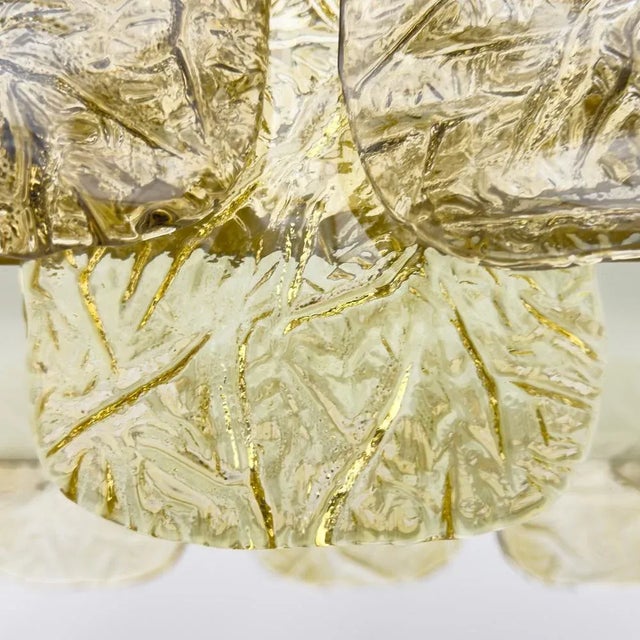 Mid-Century Style Italian Modern Brass and Murano Glass Chandelier, 1990s For Sale - Image 6 of 9