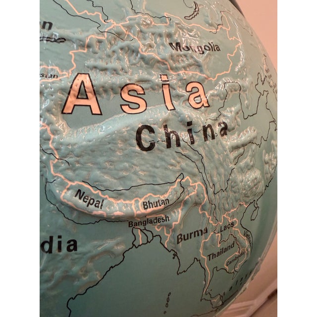 Massive Vintage 1990s Nystrom 18” Raised Relief School Globe – Table / Wall Mount For Sale - Image 4 of 10