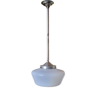 Opaline Glass Pendant Light, 1950s For Sale