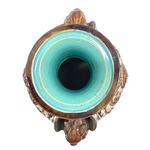 Late 19th Century Antique Majolica Classical Style Gryphon Vase For Sale - Image 5 of 10