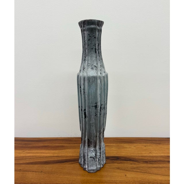 Mid 20th Century Vintage Pottery Vase With Mottled Glaze For Sale - Image 5 of 7