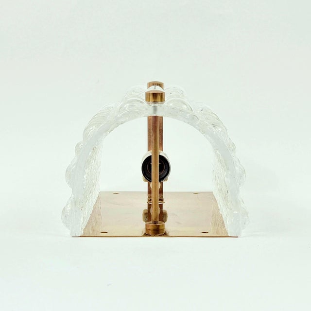 Gold Mid-Century Modern Scandinavian Glass and Brass Wall Lamp by Carl Fagerlund for Orrefors, Sweden, 1960s For Sale - Image 8 of 10