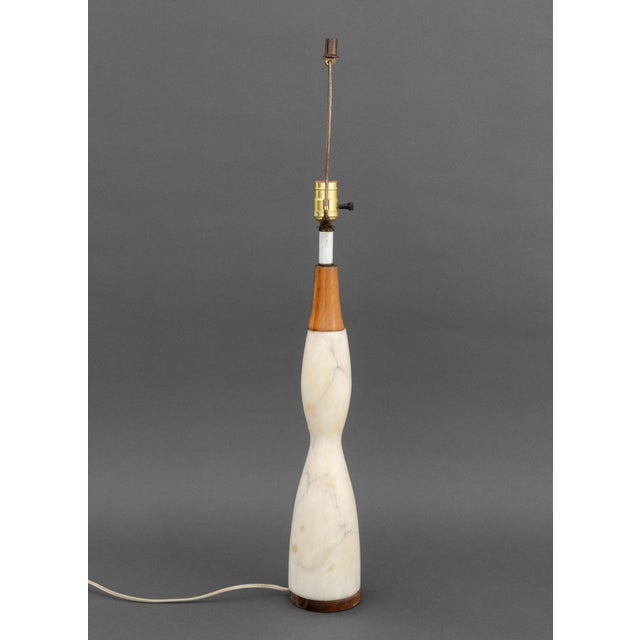 Alabaster and Wood Table Lamp For Sale In New York - Image 6 of 6