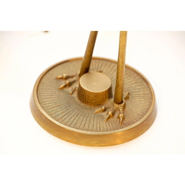 Brass Crane Bird Sculptures 1960s Set of Two Vintage Hollywood Regency Asian Style For Sale - Image 10 of 12