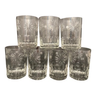 Set of Seven Antique Cut Glass Tumblers For Sale
