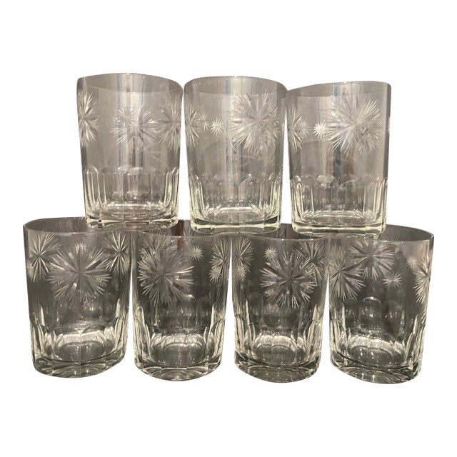 Set of Seven Antique Cut Glass Tumblers For Sale
