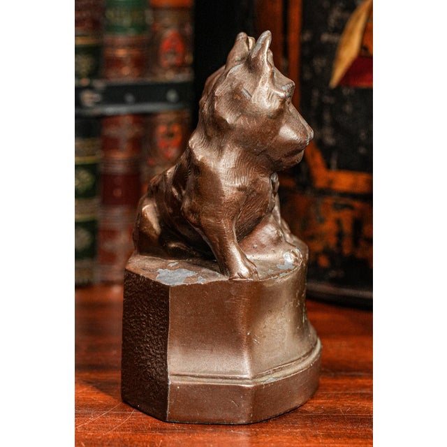 Metal Charming Antique Miniature Scottish Terrier Scottie Dog Animal Statue Sculpture Home Decor For Sale - Image 7 of 13