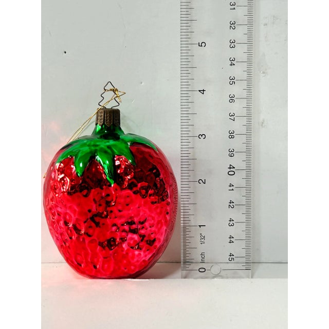 Vintage Large Strawberry Mercury Glass Christmas Ornaments – Set of 6 – 1980s For Sale - Image 4 of 11