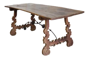 Antique French Country 18th Century Artistic Iron Refectory Dining Table