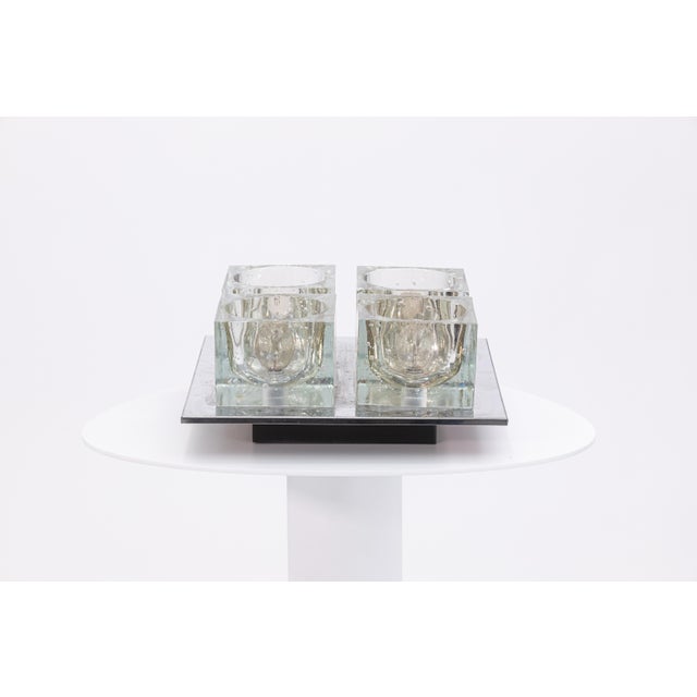 Gaetano Sciolari 1970s Flush Chrome Murano Glass Light Fixture by Gaetano Sciolari for Lightolier For Sale - Image 4 of 6