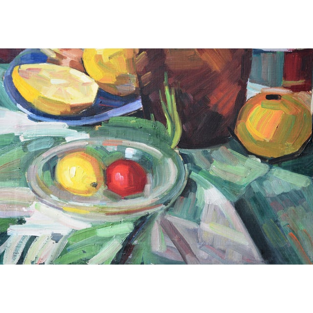 1940s Luise Kornsand, Still Life with Fruits and Bottles, 1942, Oil Painting on Canvas, Framed For Sale - Image 5 of 11