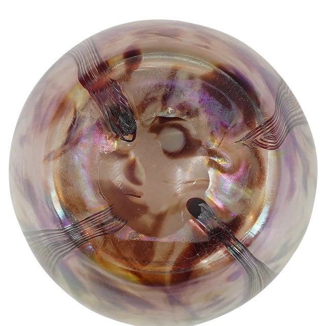 Art Nouveau Antique Bohemian Iridescent Art Glass Vase C. 1900 For Sale - Image 3 of 15