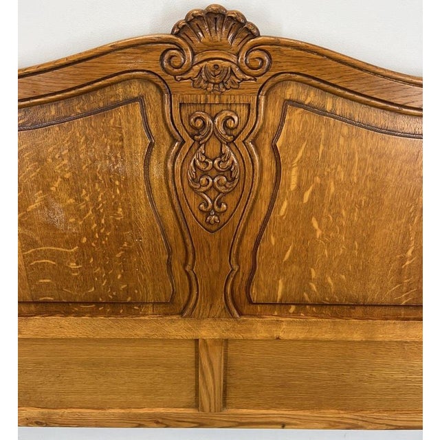 Vintage French Louis XVI Double Bed Frame in Oak For Sale - Image 9 of 13