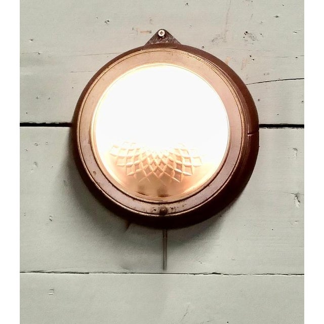 Industrial Nautical Style Wall Light in Teak and Brass, 1930s For Sale - Image 3 of 8
