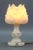 Italian mid-century flower-shaped white alabaster table lamp or mood lamp, from the circa 1950s. Absolutely adorable...