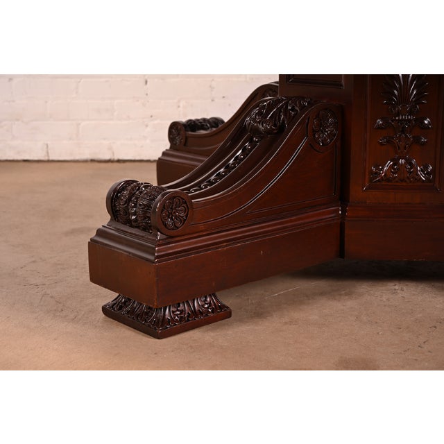 R. J. Horner Style Antique Victorian Carved Mahogany Pedestal Dining Table, Newly Refinished For Sale - Image 9 of 12