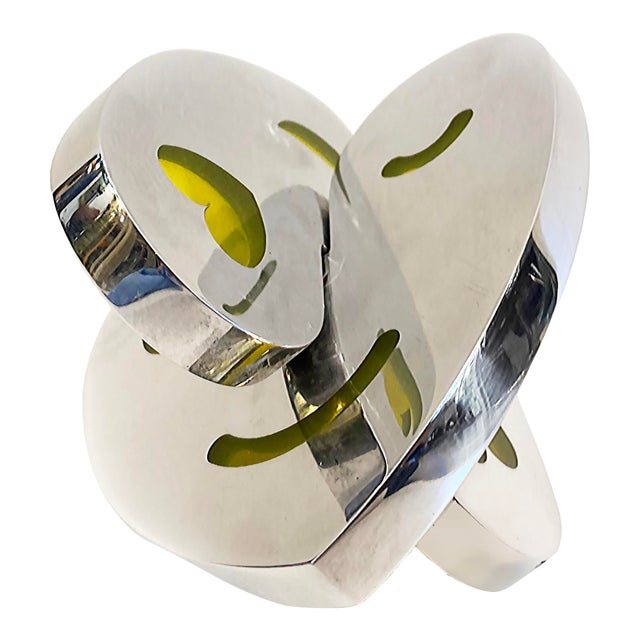 Polished Aluminum, Resin Interlocking Hearts Sculpture by Michael Gitter For Sale