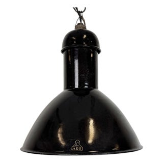 Industrial Black Enamel Pendant Lamp from Aeg, 1930s For Sale