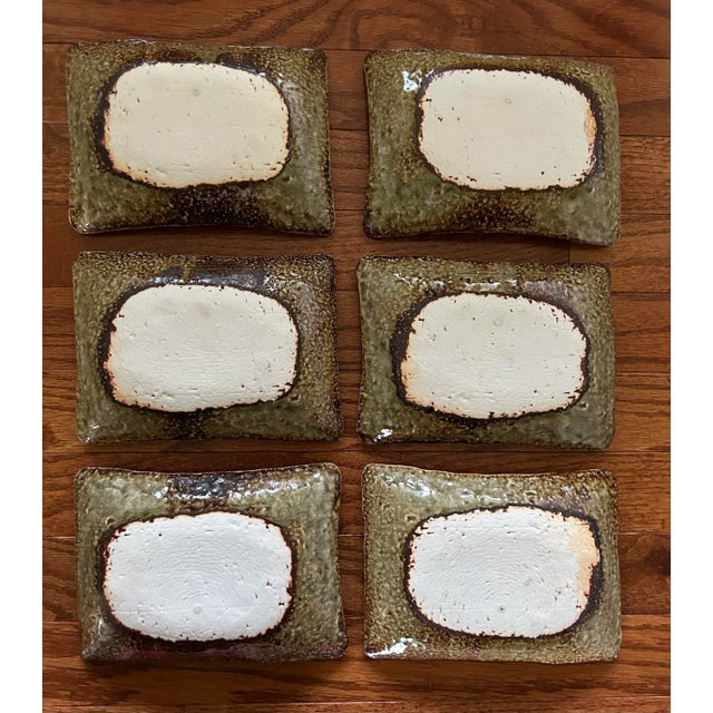 1990s Modern Studio Pottery Green Sushi Plates - Set of Six For Sale - Image 4 of 6