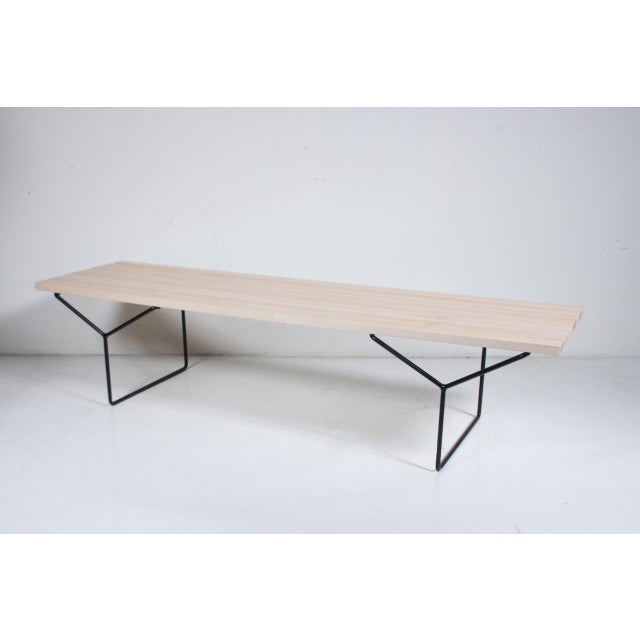 Wood Attributed to Harry Bertoia for Knoll Birch & Black Iron Bench / Coffee Table C. 1970 For Sale - Image 7 of 18