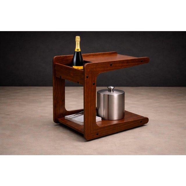 Geraldo de Barros Geraldo De Barros for Hobjeto Bar Cart / Side Table in Brazilian Hardwood, Brazil, 1970s For Sale - Image 4 of 12