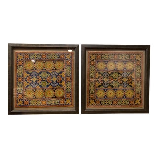 Vintage Indian Custom Framed Textile - a Pair For Sale