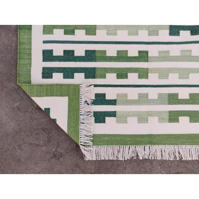 Casa Cosima Handmade Cotton Natural Vegetable Dyed Reversible Green Marianne Rug - 9'x12' For Sale - Image 4 of 11